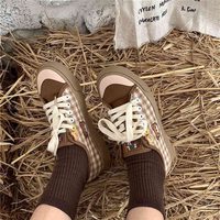 Cute Plaid Canvas Bear Sneakers - Thumbnail 2