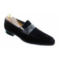 Handmade Black Suede Penny Loafers Formal Shoes,Men's Oxford Shoes - Thumbnail 4