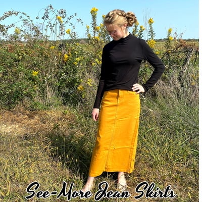 Mustard long denim skirt sale