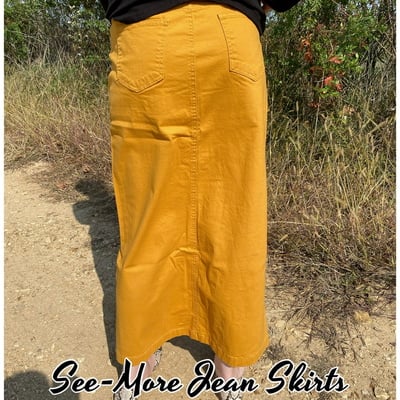 Mustard long denim skirt sale