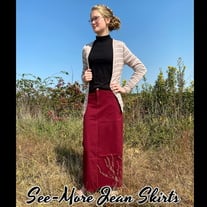 BURGUNDY LONG DENIM SKIRT Sale