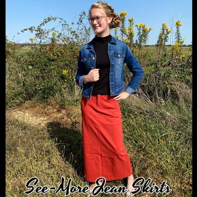 Terra cotta long denim skirt sale