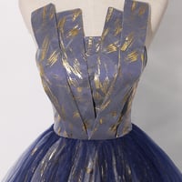 Blue tulle long prom gown blue evening dress - Thumbnail 1