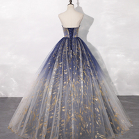 Blue tulle long prom gown blue evening dress - Thumbnail 3