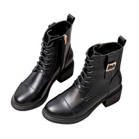 Single Boots 2020 New Winter Plush Thick Heel Short Boots Children Trend G5410 - Thumbnail 1