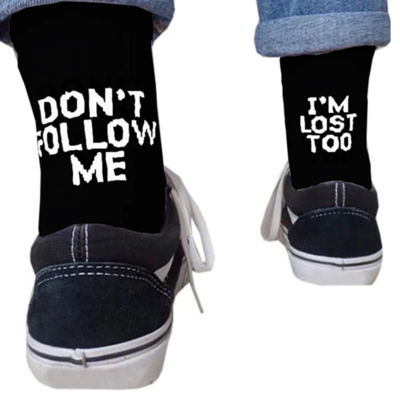 "don't follow me i'm lost too" socks - Thumbnail 4