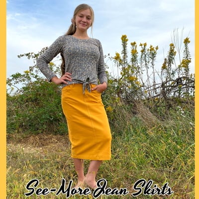 MUSTARD MID-LENGTH DENIM SKIRT Sale