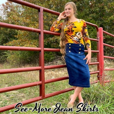 Trinity mid length denim skirt