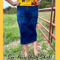 TRINITY MID LENGTH DENIM SKIRT - Thumbnail 1