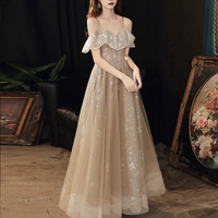 Cute tulle lace long prom dress evening dress - Thumbnail 3