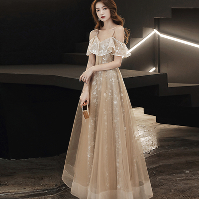 Cute tulle lace long prom dress evening dress - Thumbnail 5