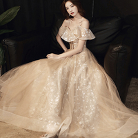 Cute tulle lace long prom dress evening dress - Thumbnail 4