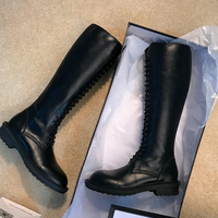 2020 Autumn Winter England Long Boots Knight Boots Cowhide Boots But Knee Women Boots D6421 - Thumbnail 5