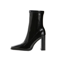 Square Toe Thick Heel Bright Super High Heels 2020 Autumn And Winter New Boots H6751 - Thumbnail 3