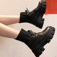 New Lace-up Martin Boots With Thick Heels And High-heel Motorcycle Boots H6754 - Thumbnail 4
