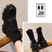 New Lace-up Martin Boots With Thick Heels And High-heel Motorcycle Boots H6754 - Thumbnail 5