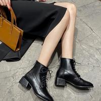 2020 New Thin Thick Heel all-match British Style High Heel Ankle Boots H2401 - Thumbnail 1