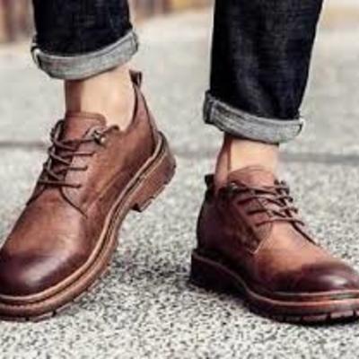 Handmade brown vintage leather formal shoes ,men's oxford shoes - Thumbnail 1
