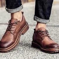 Handmade Brown Vintage Leather Formal Shoes ,Men's Oxford Shoes - Thumbnail 1