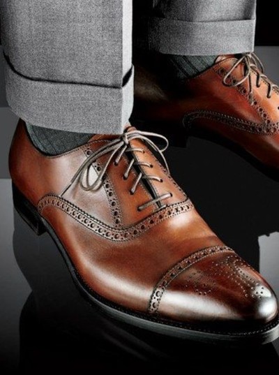 New Handmade Dark Brown Classic Cap Toe Leather Wedding Lace Up Shoes