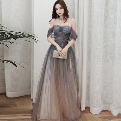 Stylish tulle long prom dress evening dress
