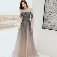 Stylish tulle long prom dress evening dress - Thumbnail 1