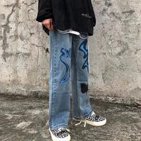 Graffiti Print Jeans Denim Pants - Thumbnail 4
