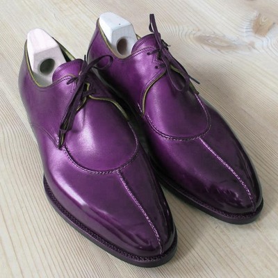 Handmade purple split toe leather shoes,oxford men's shoes