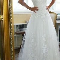 Sexy capped sleeves a-line lace wedding dress,cheap bridal gown,644 - Thumbnail 1