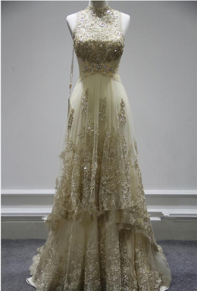 2020 Hot Sale A-line Lace Beading Appliques Elegant Long Evening Dresses,Party Prom Dresses,647