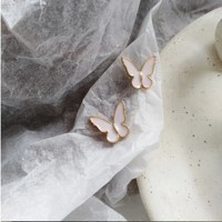 Kawaii White and Gold Butterfly Stud Earrings - Thumbnail 2