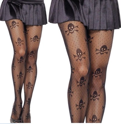 Black Skull Sexy Fishnet Tights