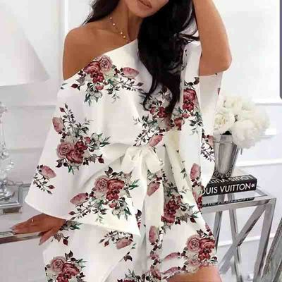 Sweet Casual Printed Off-The-Shoulder Dress