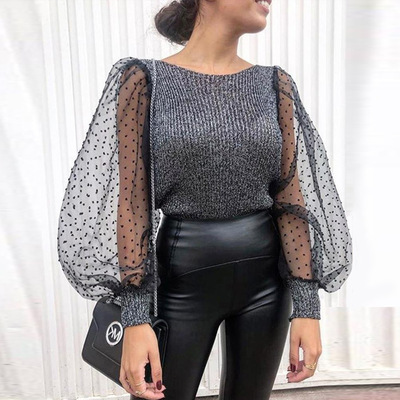 Women's long sleeve chiffon shirt top - Thumbnail 5