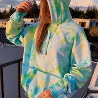 Cute Pastel Pink Tie Dye Rainbow Colorful Sweater Pullover Hoodie Sweatshirt E-Girl Kawaii Korean Japanese Harajuku Retro Streetwear Aesthetic - Thumbnail 3