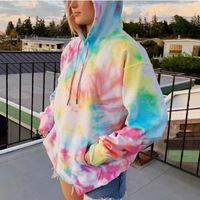 Cute Pastel Pink Tie Dye Rainbow Colorful Sweater Pullover Hoodie Sweatshirt E-Girl Kawaii Korean Japanese Harajuku Retro Streetwear Aesthetic - Thumbnail 8