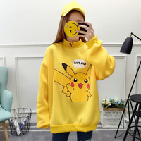 Cute Pikachu Cartoon Oversized Sweater Turtleneck Long Sleeve Shirt Pullover Hoodie Sweatshirt E-Girl Kawaii Korean Japanese Harajuku Retro Streetwear - Thumbnail 2