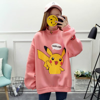 Cute Pikachu Cartoon Oversized Sweater Turtleneck Long Sleeve Shirt Pullover Hoodie Sweatshirt E-Girl Kawaii Korean Japanese Harajuku Retro Streetwear - Thumbnail 4