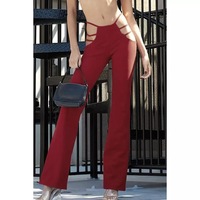 Cute Black Sexy Cut Out Pant Slim Sweat Hallow Out Flare Trousers Bell Bottoms  E-Girl Kawaii Korean Japanese Harajuku Retro Streetwear - Thumbnail 8