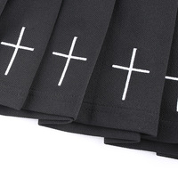 Cute Black Cross Print Goth Punk Pleated High Waisted Mini Skirt Bottom E-Girl Kawaii Korean Japanese Harajuku Retro Streetwear - Thumbnail 3
