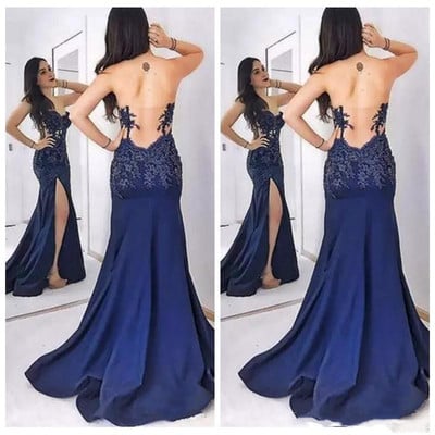 Sp1339,mermaid sweetheart long backless prom dress with split appliques - Thumbnail 5