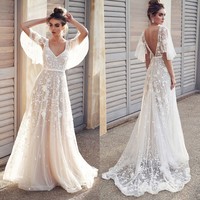 SP1343,Lace Prom Dresses,V-Neck Short Sleeve Prom Dresses,Classical Appliques Evening Dresses - Thumbnail 1