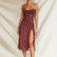 Slim Sling Floral Backpack Hip Dress - Thumbnail 1