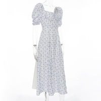 Floral Wrapped Chest High Waist Split Sexy Dress - Thumbnail 3