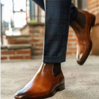 Handmade Men Tan Brown Leather Chelsea Boots, Winter Ankle Boots for Men - Thumbnail 4