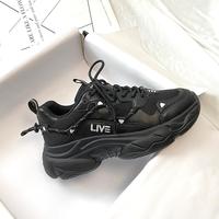 2020 New Black Sneakers Breathable Thick Sole Women's shoes F7549 - Thumbnail 2