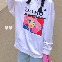 Sailor Moon Chibi Moon Print Hoodie Sweatshirt - Thumbnail 3