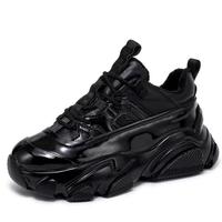 Black Patent Leather Shoes Women's Trend 2020 Autumn And Winter New Plus Velvet Cotton Shoes Casual Platform Sneakers D9646 - Thumbnail 2