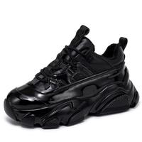 Black Patent Leather Shoes Women's Trend 2020 Autumn And Winter New Plus Velvet Cotton Shoes Casual Platform Sneakers D9646 - Thumbnail 4