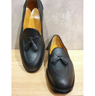 Men Black Leather Casual Handmade Loafer Shoes With Tassels, Slip on Shoes